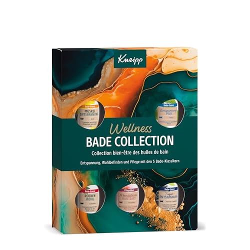Kneipp Geschenkset Wellness Bade Collection - Geschenkpackung mit 5 beliebten Badeölen von Kneipp - Für einen Moment voller Entspannung und Wohlbefinden - 5 x 20ml - Testgrößen zum Kennenlernen