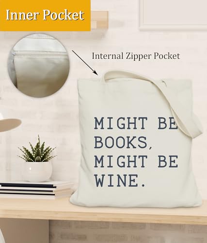 Image of Book Lovers Gifts Tote Bag for Bookish Readers, Aesthetic Book Tote Bag for Librarian, Medium Size with Inner Pocket