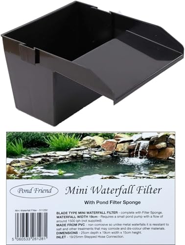 Pond Friend Mini Waterfall Filter with Sponge Media 19cm Wide Blade Type Cascade Feature For Garden Fish Ponds