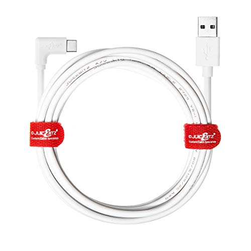 JuicEBitz [Câble USB A vers coudé type C 3A, câble de charge rapide pour Samsung Galaxy A72, A52, A42, A32, A12, S10, S9, A71, A51, A50, A40, Note9, Tab S6, Nintendo Switch, Sony, Nokia, LG 4 m Blanc