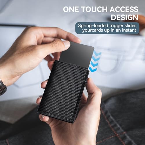 Smart Mens Wallet with Card Holder: Slim Wallet for Men with RFID Blocking - Pop Up Leather Card Case - Minimalist Wallet with ID Card Window - Front Pocket Wallet with 14 Cards Capacity | Cash Slot4