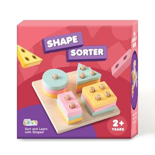Image of Cots and Cuddles Wooden Shape Sorter Toy for Toddlers | Early Learning Geometric Shapes & Fine Motor Skill Development | Educational Stacking & Sorting Puzzle for Kids Age 2+