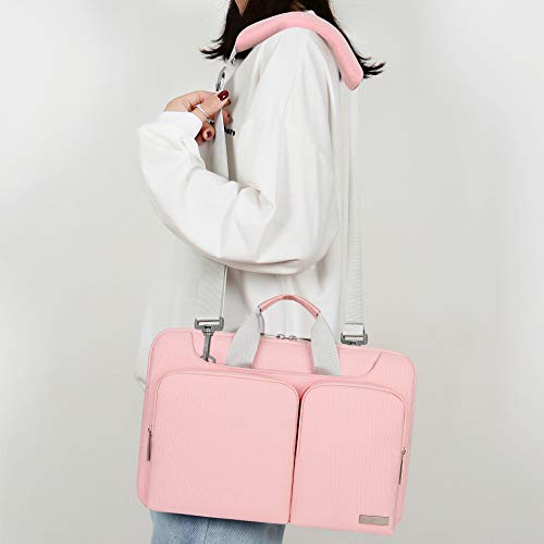 Lacdo 360° Protective Laptop Shoulder Bag for 13 inch New MacBook Air M3 A3113 M2 A2681 M1 A2337 2024-2018 | 13 inch MacBook Pro M2 M1 A2338 A2251 | 13 inch iPad Pro M4/iPad Air M2 Computer Bag, Pink
