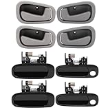 cciyu Exterior Door Handle Front Rear Driver Left Passenger Right Handle Replacement for 1998-2002 for Toyota for Corolla Black/Gray 69206-02050-B1, 69205-02050-B1