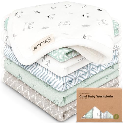 6-Pack Cotton Baby Washcloths for Newborn, Organic Cotton Muslin (Nordic)