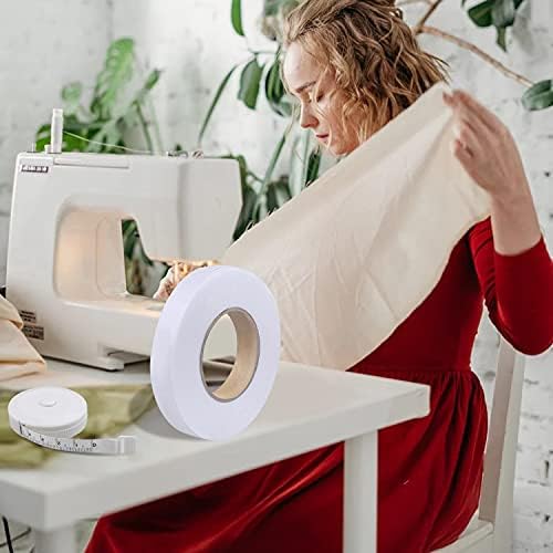 Lanjue 25mm Wonder Web Hemming Tape, 70 Yard Iron On Hemming Tape Adhesive Fabric Fusing Hemming Tape Wonderweb Tape for Trousers with Tape Measure for Jeans Hems Curtain