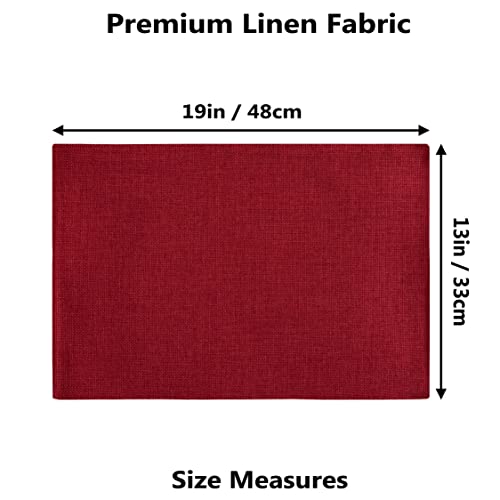 Demetex Red Placemats Set Of 4 Place Mats Burlap Wipeable Heat Resistant Cloth Placemats For Dining Table Restaurants Holiday, 13 X 19 Inches, Wine Red #TOP3