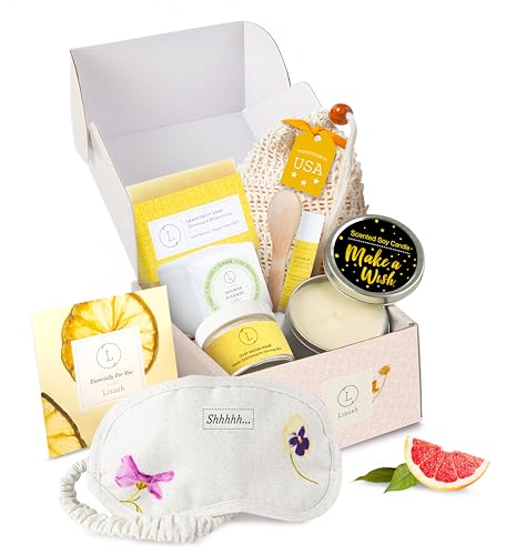 Lizush Luxury Spa Gifts for Women – 7 Piece Citrus Spa Gift Set with Candle, Gift...
