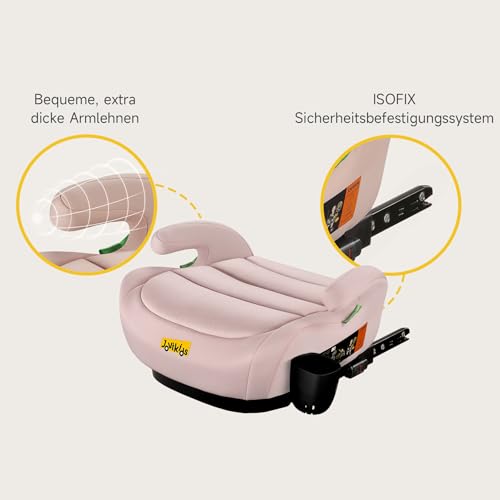 Jovikids Sitzerhöhung Auto Kinder ISOFIX, ECE R129 Kindersitzerhöhung 125-150cm, Verdickter Stoffbezug & Isofix Einführhilfe… – Ansicht 5