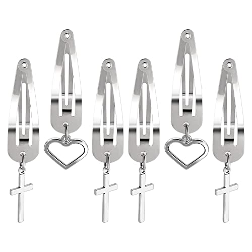 Wllhyf 6 Pieces Y2K Snap Hair Clips Heart Hair Barrettes Hip Hop Cross Pendant Hair Clips Star Hair Accessories Hair Pins For Women Girls Hair Accessories #TOP17