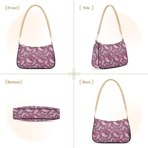 Burgendy Paisley trendy chain shoulder bag hand bags for essentials for women2