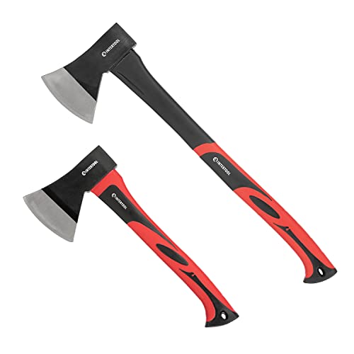 INTERTOOL Chopping Axe Combo 15” and 24” Ax Set for Splitting, Kindling, Felling - Camp Axes and Hatchets - HT08-0263-0262
