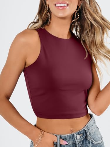 Image of EFAN Womens Sexy Sleeveless Double Lined Crop Tops Workout Cute Tight Racerback Tank Tops Summer Clothes Teen Girls 2025