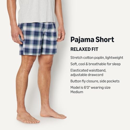 Image of Amazon Essentials Men's Lounge Sleepwear Pajama Bottom Shorts, Cotton Stretch Poplin