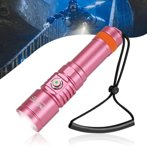ORCATORCH D710 3000 Lumens Dive Light, Bright Diving Flashlight, Pink