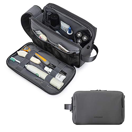 BAGSMART Toiletry Bag for Men, Travel Toiletry Organizer Dopp Kit Water-resistant Shaving Bag for Toiletries Accessories, Door Room Essentials,Grey-medium