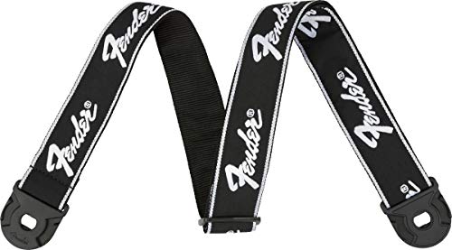 Fender Xgbv Quick Grip Locking End Strap, Black with White Running Logo, 2"