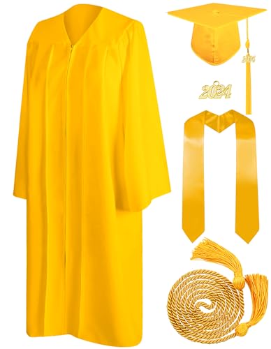 Robe de remise de diplôme 2024 jaune avec casquette taille 57