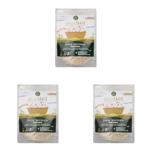 Image of Greenhabit Jowar KURMURA MURMURA aka Jowar Puff for Healthy Breakfast Snack Food (400 gm pack of 3)