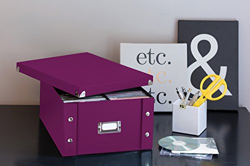 Snap-N-Store DVD & CD Storage Box - Pack of 1 Double Wide Boxes/Box - 6.1" x 10.5" x 14", Stores up to 330 Discs - Berry
