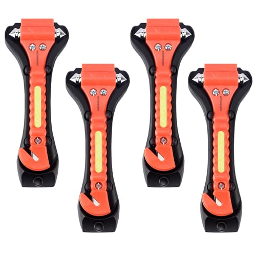 Image of MOTORBUDDY 4-Pack Emergency Escape Hammer Seat Belt Cutter,Auto Car Safety Hammer with Window Glass Breaker,Escape Tool for Car Accidents