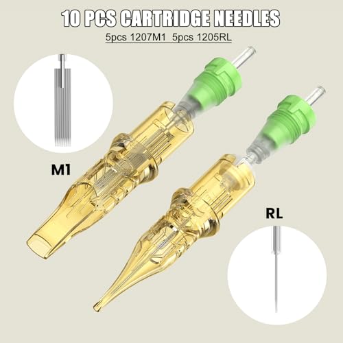 Mokohoa Tatoo Machine Kit, Tattoo Pen kit, Tattoo Supplies Kit with Ink, Cartridge Needles, Practice Sheet, Rubber Gloves (Carbon Black)