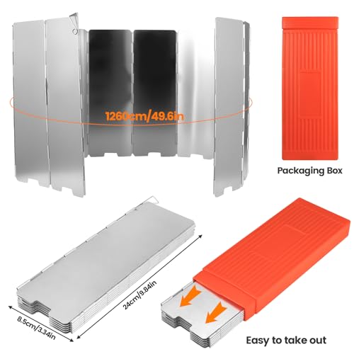 1 Set Parabrisas para Estufa de Camping, 12 Placas Parabrisas de aluminio para cocina de camping, autocaravana, cocina al aire libre, equipo y equipo de camping, con caja - imagen 2