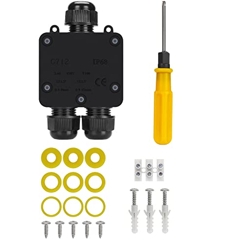 Caja de conexiones, Anicoll IP68, conector de cable impermeable, caja de conexión de 3 vías, caja de distribución eléctrica exterior, M25, 3 unidades, anillo de sellado de 4 mm de diámetro, CE, ENEC Cover