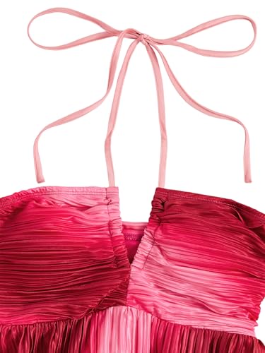 Image of SOLY HUX Women's Tie Dye Cami Dress Halter Backless Sleeveless A Line Short Summer Dresses Sundress