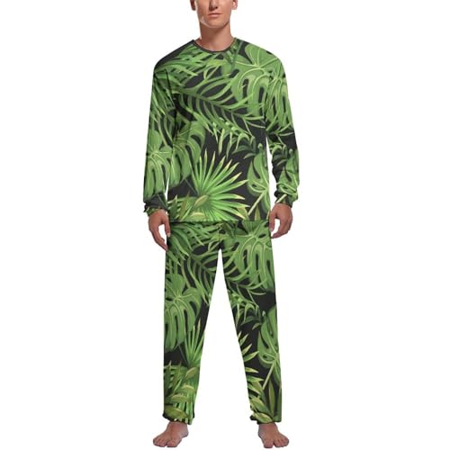 Ensemble de pyjama homme manche longue au design Feuille Verte raffiné