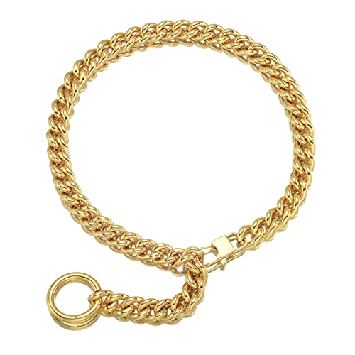 Jxlepe Womens Choker Chain 18K Gold Cuban Link Adjustable with O Ring Belt tail 0.4inch wide Punk Rock Stainless Steel Gift for her Sexy Pendant Xxxt.Necklace
