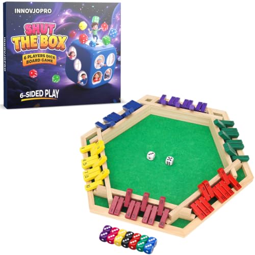 Juego Shut the Box de madera multicolor con 16 dados miniatura 1