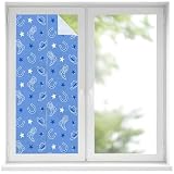 Blue Western Cowboys Window Privacy Film, American...