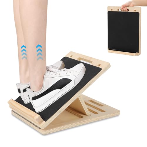 Wadendehner aus Holz, Professionelles Schrägbrett Verstellbares Fitness Schrägbrett Stufenlos verstellbar bis 30 Grad Wadentrainer Wadenstrecker für Wadenstreckung, Fitnessstudio und Outdoor-Gebrauch