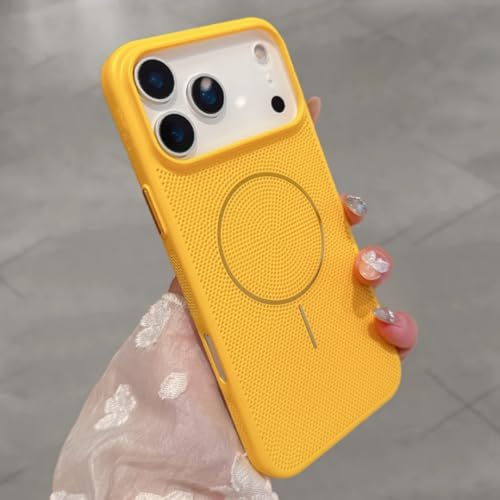 Coque thermique iPhone 14 rigide jaune anti-chute et magnétique