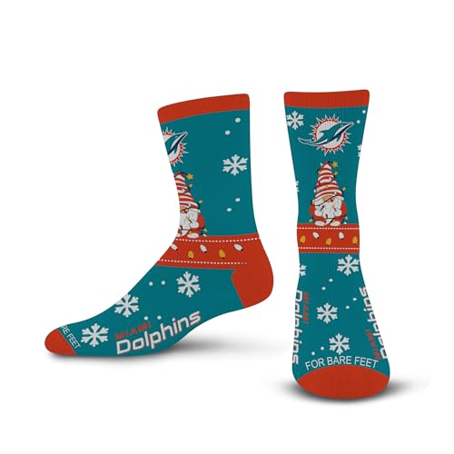 For Bare Feet NFL MIAMI DOLPHINS Holiday Sweater Gnome Team