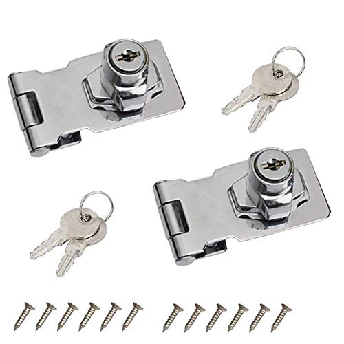 Lowest Price BTMB Keyed Hasp Lock 2.5 Inch Screw Fixing Safety Guard Latches for Small Doors Pack of 2,Keyed Alike
