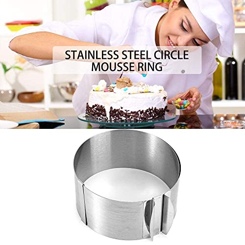 مجموعة ادوات خبز دائرية قابلة للسحب من الستانلس ستيل، قالب كيك بحجم قابل للتعديل 16-30 سم، فضي، SSZ289