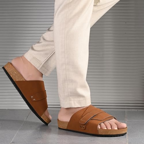 Image of Centrino Mens Cushion Sliders /Slippers| | Open Toe Design |Berkin-Style Slip-On Sandals | Lightweight & Comfortable | Arch Support | On-Grip Sole | Casual Outdoor Wear (6865)