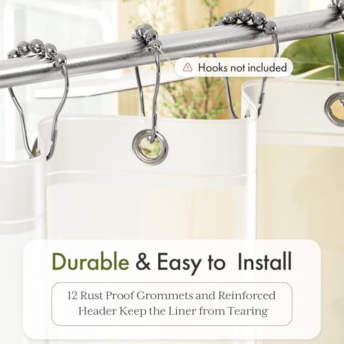 Image of Bathway Shower Curtain Liner, Frosted Shower Curtain Liner 72x72 PEVA Waterproof Shower Curtain Liner Plastic with 3 Magnets and 12 Rustproof Metal Grommets, Lightweight Shower Liner for Bathroom