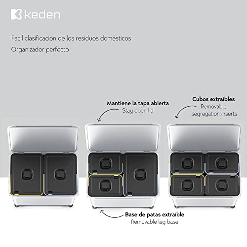 Miniatura 3 de Sistema Clasificador De Reciclaje 2x10l 1x23l Color Gris Keden