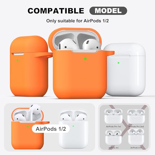 Image of AirPods Case Cover with Keychain, Full Protective Silicone AirPods Accessories Skin Cover for Women Girl with Apple AirPods Wireless Charging Case,Front LED Visible-Orange