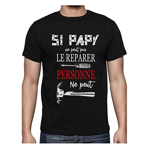 Papy Peut Tout réparer Cadeau pour Bricoleur Grand Pere Humour T-Shirt Homme X-Large Noir