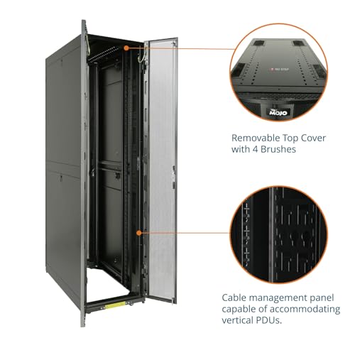 Image of Tecmojo 52U Server Rack Cabinet - PRE-Assembled 24inch Width 48inch Depth IT Network Equipment Cabinet Rack Enclosure with Casters - 3000lbs Weight Capacity(06Black)