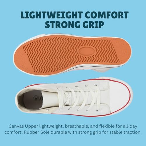 Image of Hirolas Men's Vulcanized Canvas Rubber Toe High Ankle Skateboard Sneakers Shoes.