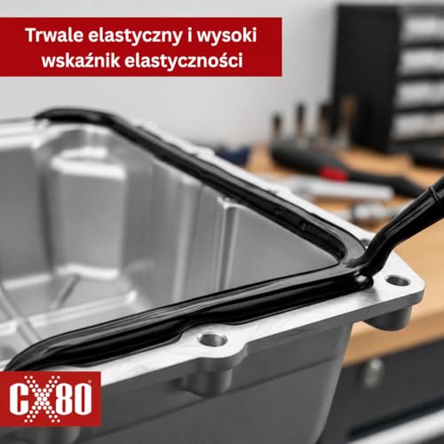 CX80 | Hochtemperatur Silikon schwarz | Dauerelastische Versiegelung für Temperaturen von -65°C bis +380° | Für Bauwesen, KFZ und Industrie | Beständig gegen Öle, Benzin und Fette | 80ml Tube