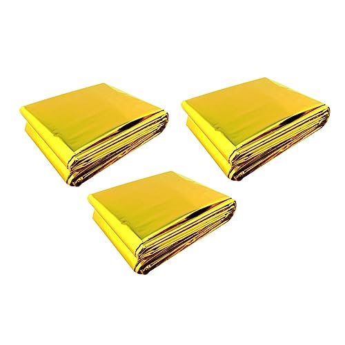 KICHOUSE Survival Gear 3 Pack of 210 * 140cm Double-Sided Emergency Blankets Aluminum Foil for Outdoor Use