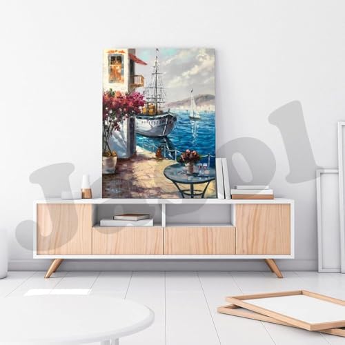 Image of Jasol Diamond Painting Kit, 40x30 Cms, Full Drill, 5D Crystals, Home Wall Decor Gift Set (Sea Side M45522)