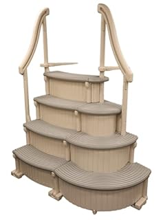 Confer Plastics Curve CCX-AG Drop in Above Ground Pool Step with Grey Treads - Base Step with Add-On