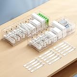 FRETONBA 2 Pack Cable Storage Organizer Box with 8 Compartments and 14 Wire Ties, Stackable Charger Organizer, Clear Cord organizer for Drawer, Adjustable Divider Cord Management Box